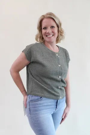 TIFF BUTTON-UP SWEATER TOP