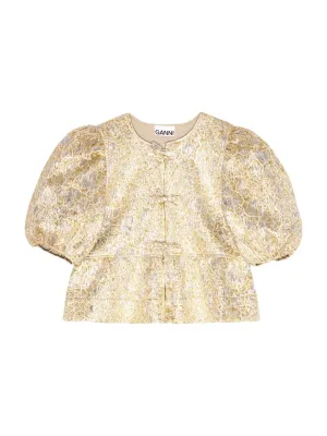 Topp | Metallic Cloque Peplum Blouse