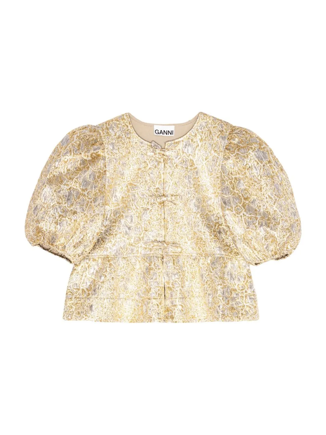 Topp | Metallic Cloque Peplum Blouse