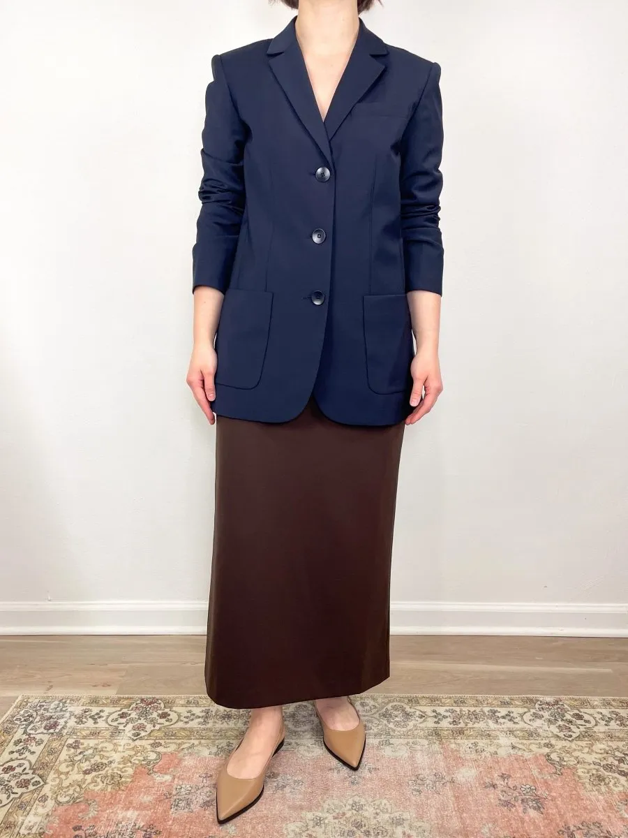 Tropical Wool Max Blazer in Navy