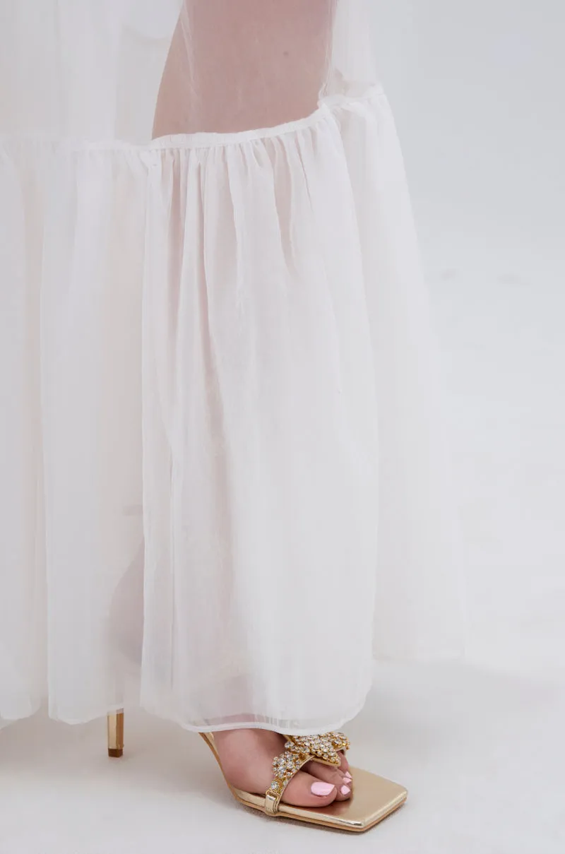 TRY ME MESH MAXI SKIRT IN WHITE