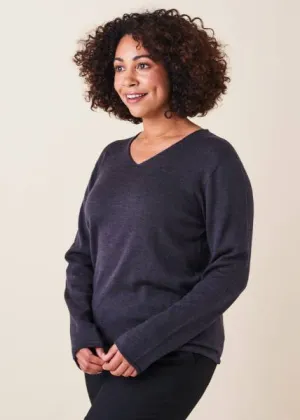 UIMI Scarlet V Merino Wool Top - Blackcurrant