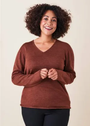 UIMI Scarlet V Merino Wool Top - Chestnut