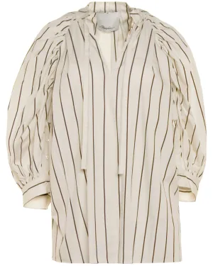 Unbleached Stripe Puff Sleeve Blouse