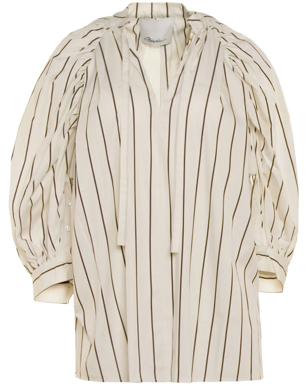 Unbleached Stripe Puff Sleeve Blouse