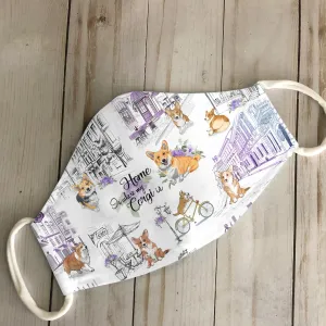 Urban, Vintage Flower And Corgi EZ07 3007 Face Mask