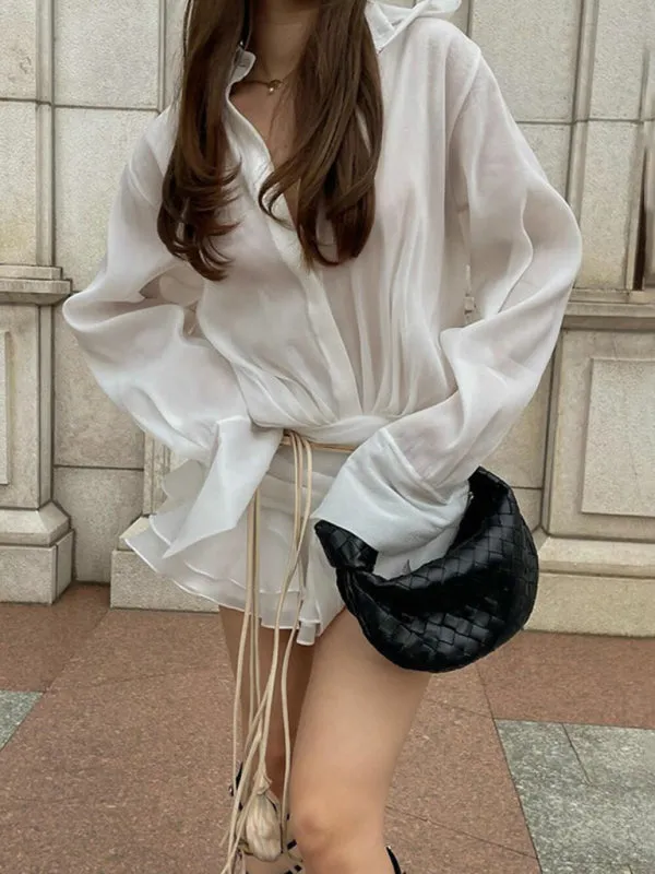 V-Neck Mini Dress with Ruffled Hem and Wrap-Style Skirt
