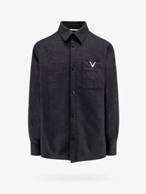 Valentino Virgin Wool Jacket With Metal V Detail