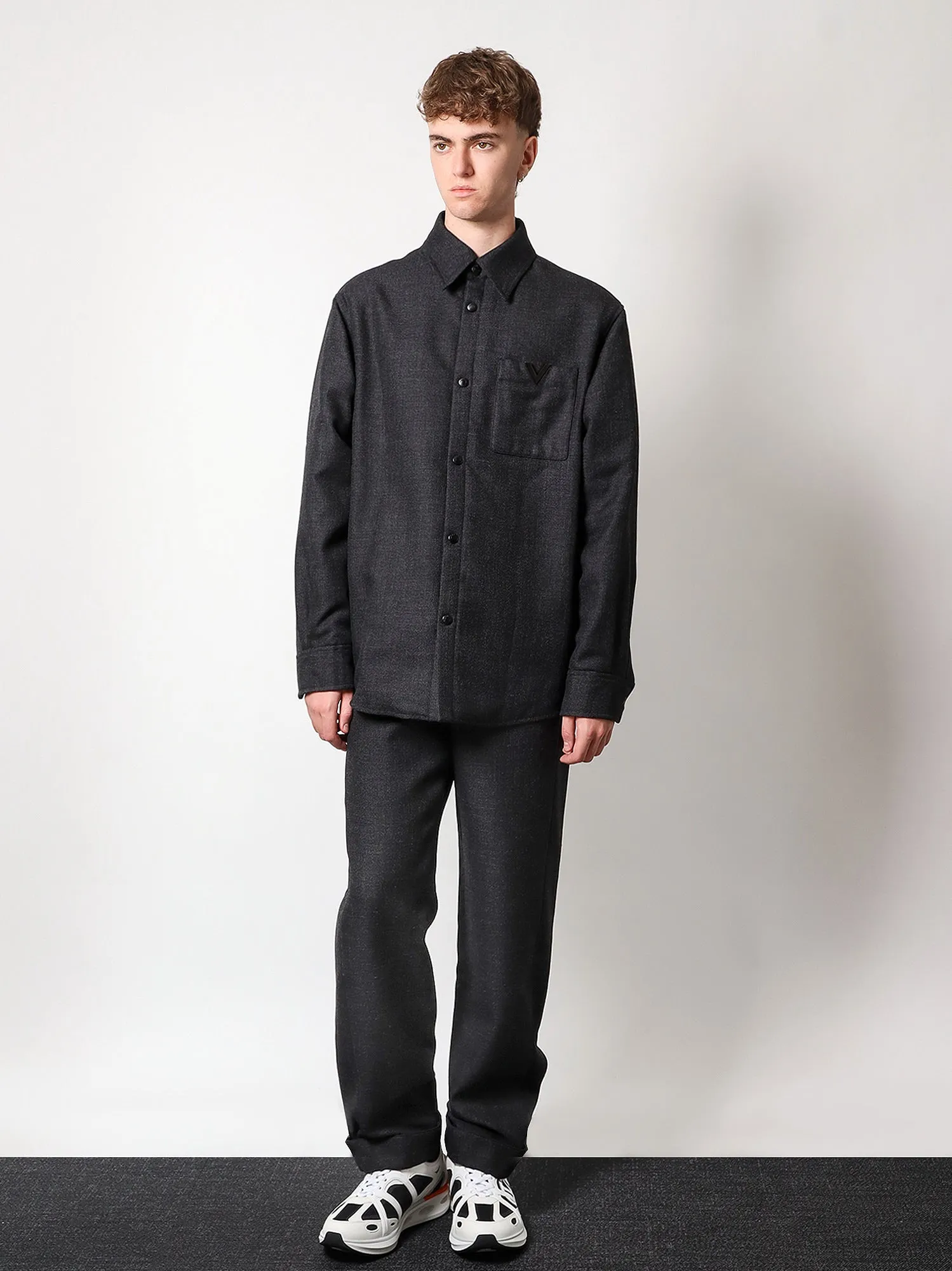 Valentino Virgin Wool Jacket With Metal V Detail