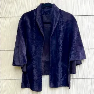 Vintage 1950s Plum Crushed Velvet Cape  OS