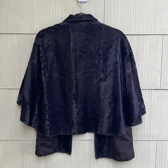 Vintage 1950s Plum Crushed Velvet Cape  OS