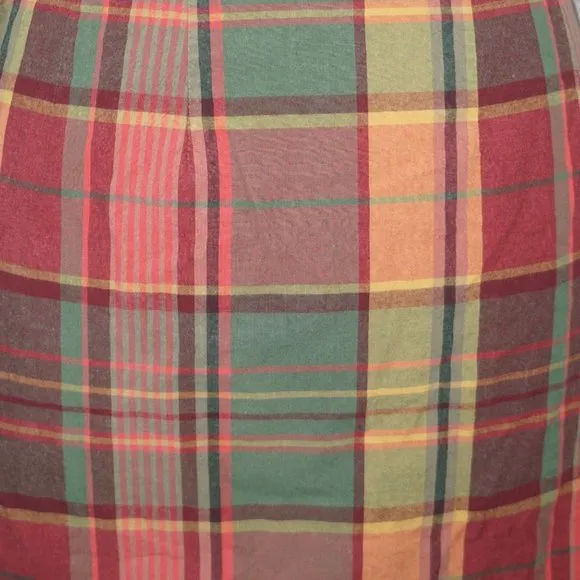 Vintage 90s J. Crew Cotton Plaid Wrap Skirt Small