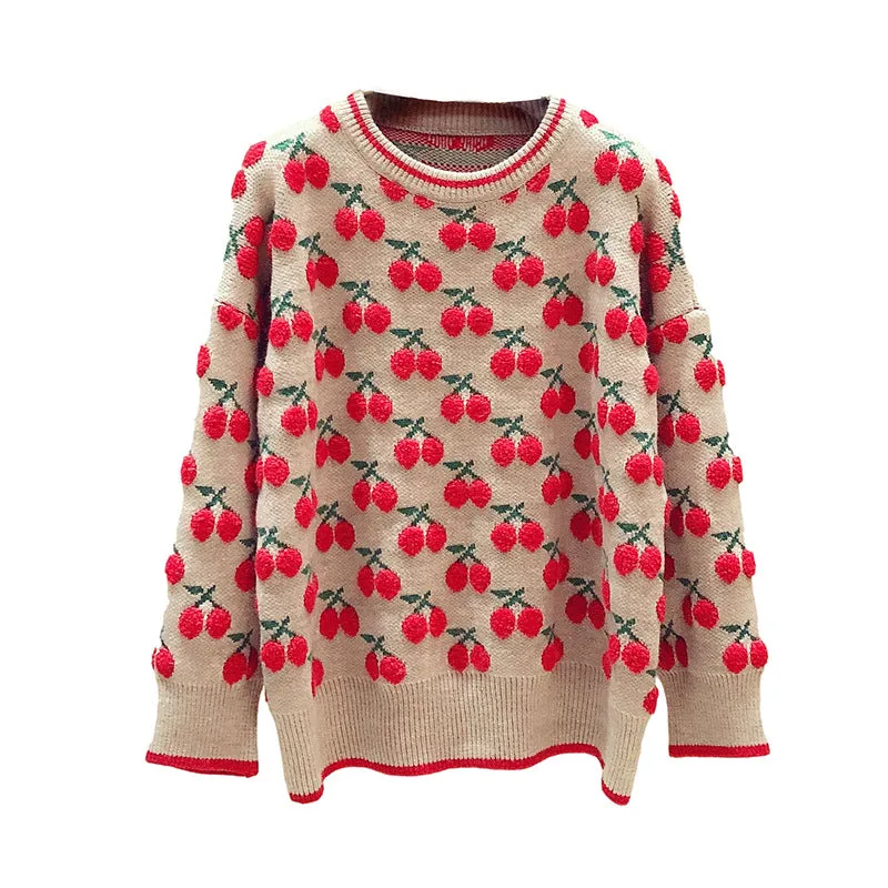VINTAGE CHERRY JACQUARD PULLOVER UB2718