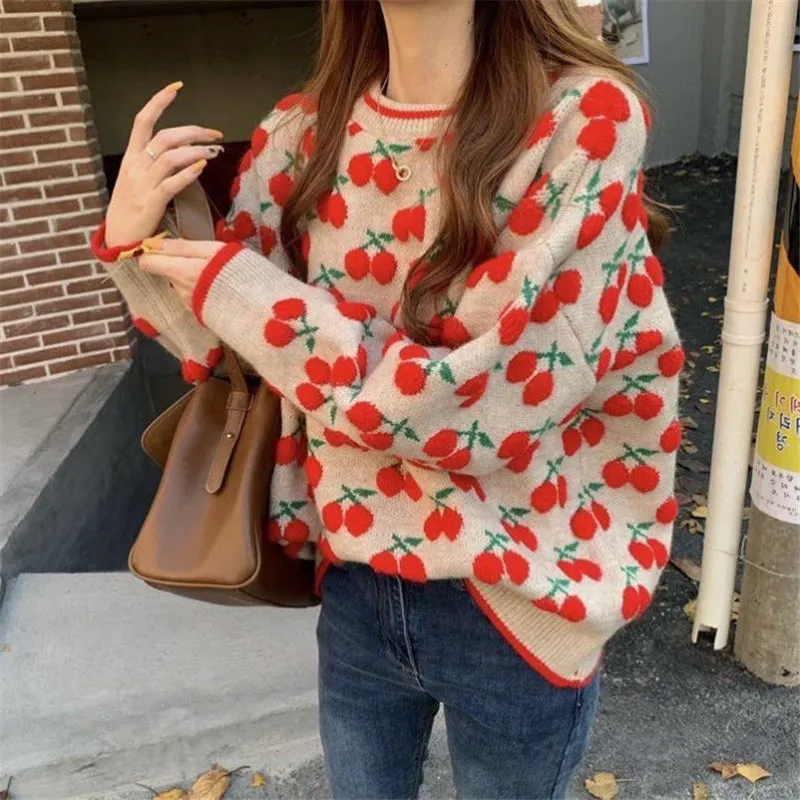 VINTAGE CHERRY JACQUARD PULLOVER UB2718