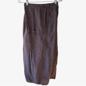 Vintage Flax by Jeanne Engelhart Wrap it Up Maxi Skirt Faux Wrap Brown Linen S