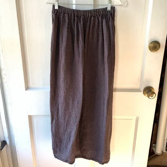 Vintage Flax by Jeanne Engelhart Wrap it Up Maxi Skirt Faux Wrap Brown Linen S