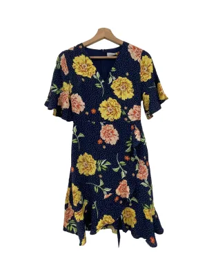 Vintage Floral Print Ruffle Wrap Dress