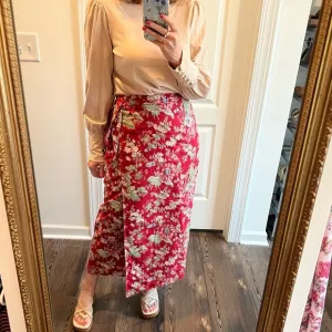 Vintage floral wrap skirt 90s cotton size 6 pure cotton red flowers