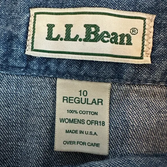 Vintage L.L. Bean Denim Wrap Pockets A-Line Jean Skirt Made in USA 100% Cotton