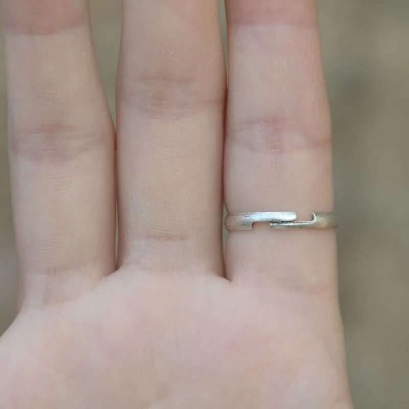 Vintage Mountain Crystal Open Adjustable Ring Forest Plant Jewelry