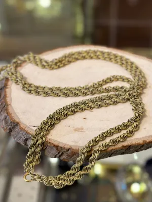 Vintage Textured Matte Gold Multi Link Long Signed Crown Trifari Necklace 54"