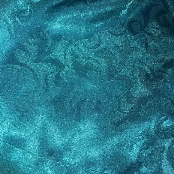 Vintage Victoria’s Secret Gold Label Teal L Kimono Short Belted Robe Damask OS