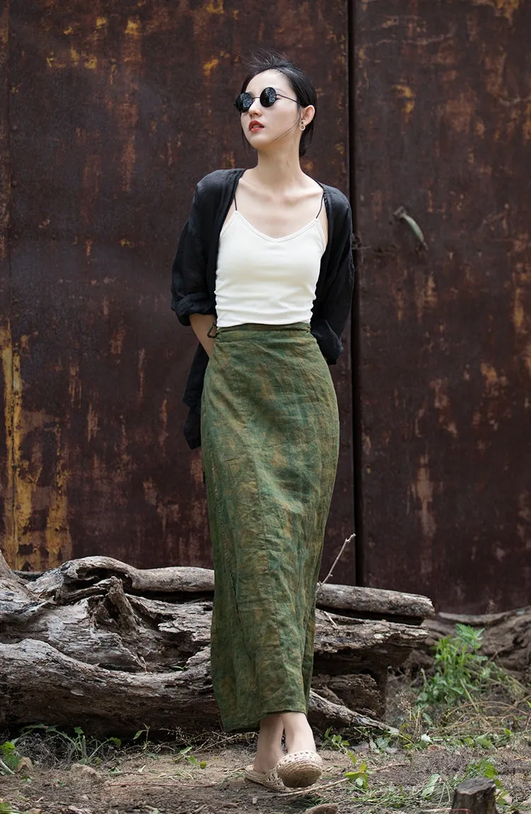 Vintage Wrap Linen Skirt