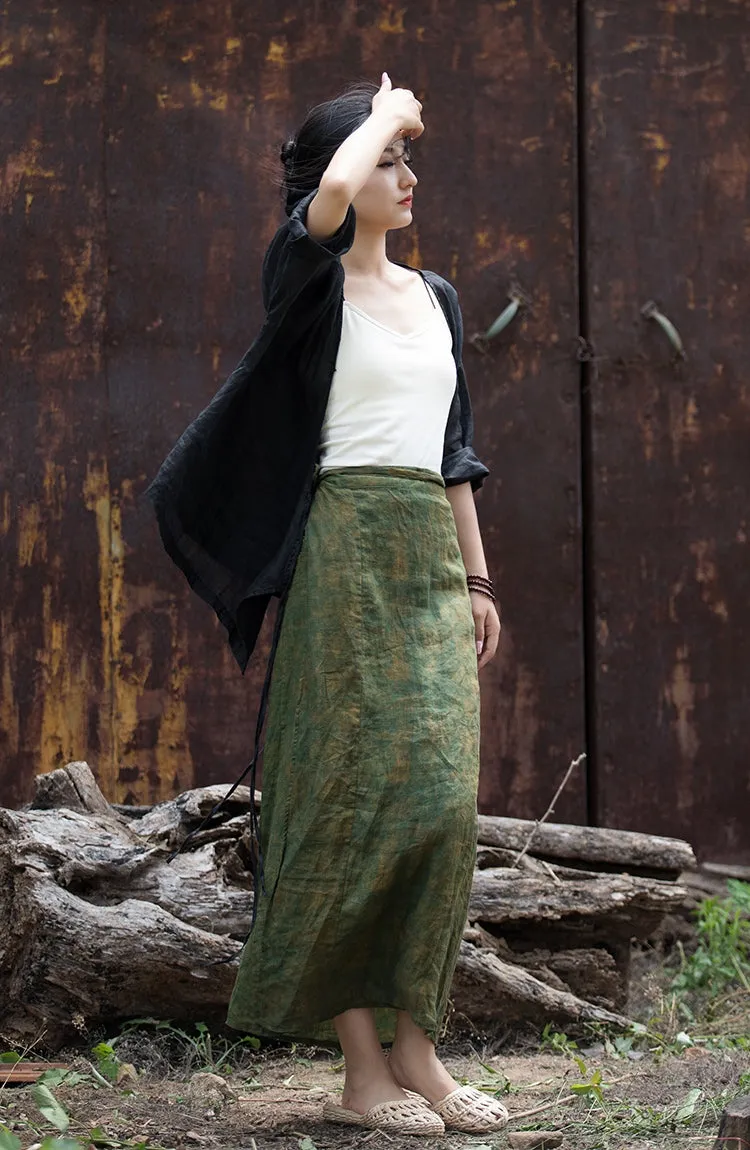 Vintage Wrap Linen Skirt