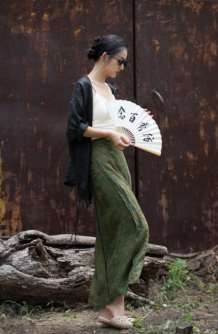 Vintage Wrap Linen Skirt