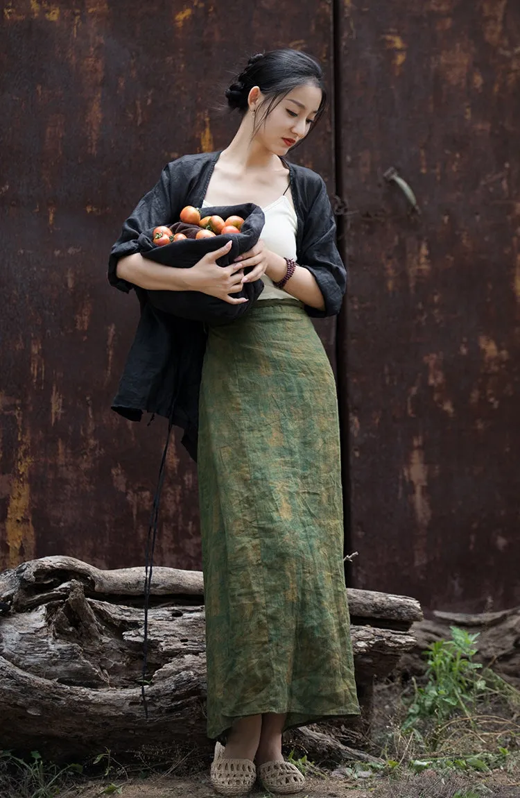 Vintage Wrap Linen Skirt