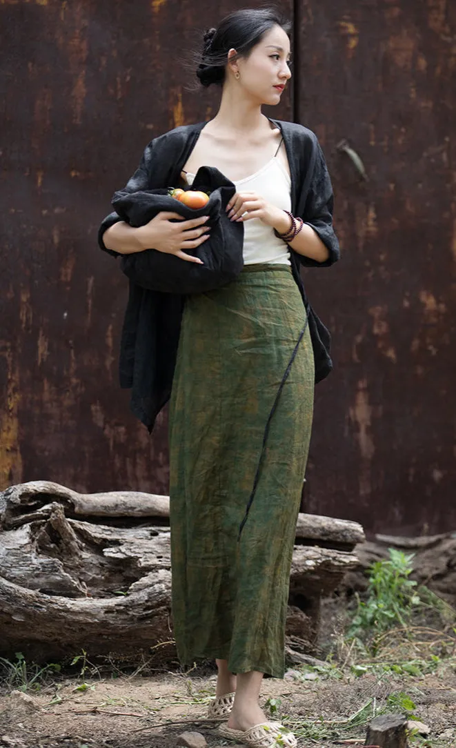 Vintage Wrap Linen Skirt