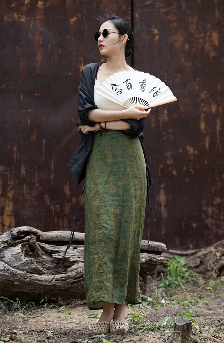 Vintage Wrap Linen Skirt