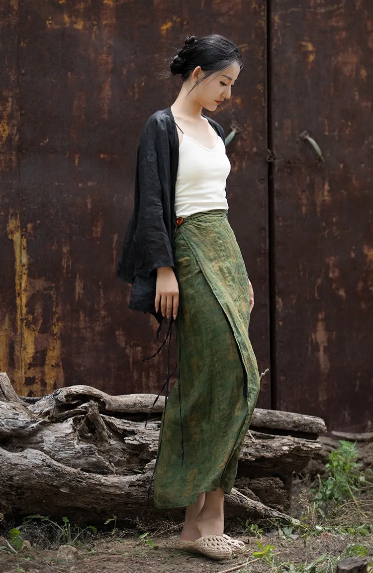 Vintage Wrap Linen Skirt