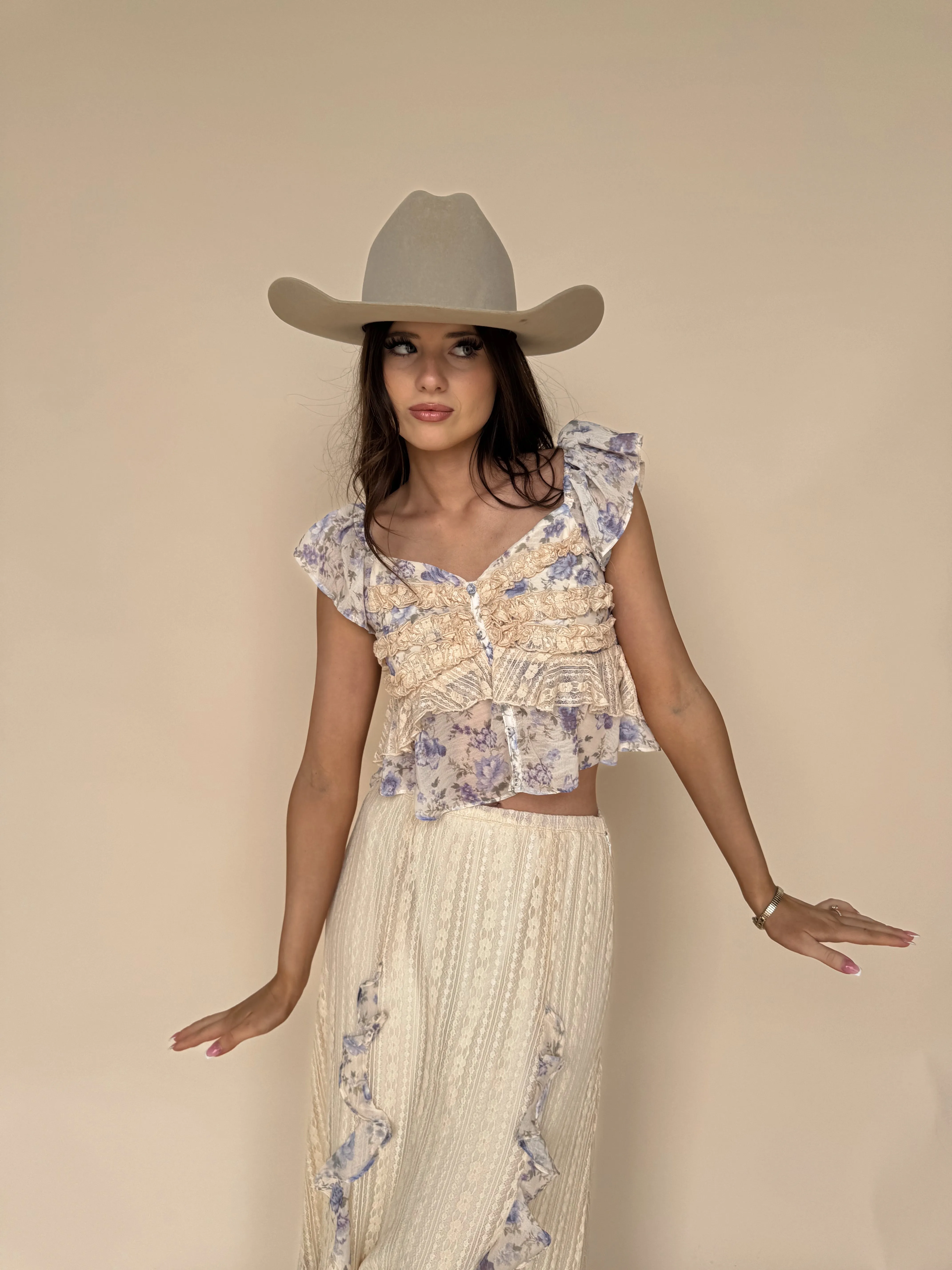 Violet Ruffle Lace Set