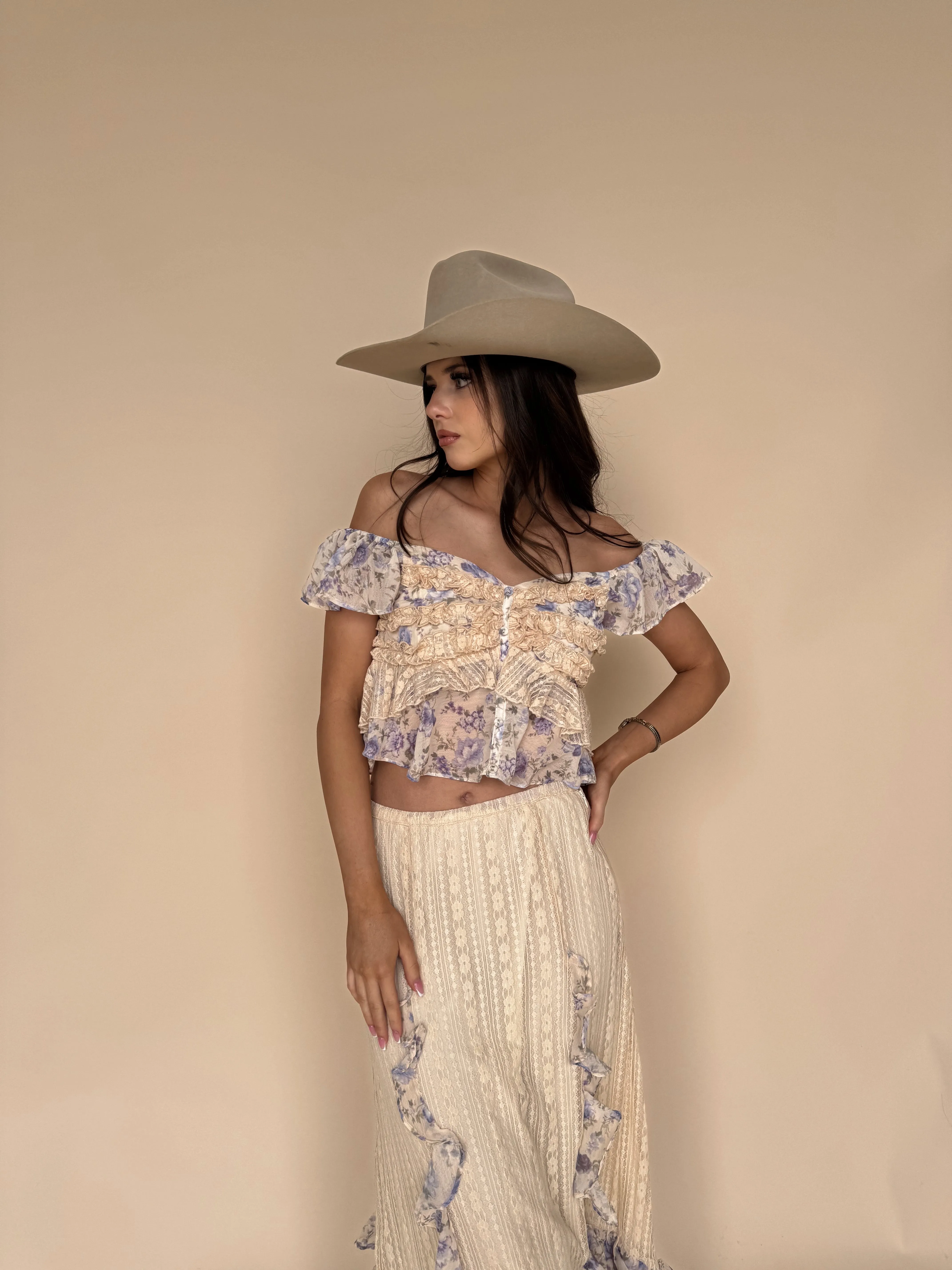 Violet Ruffle Lace Set