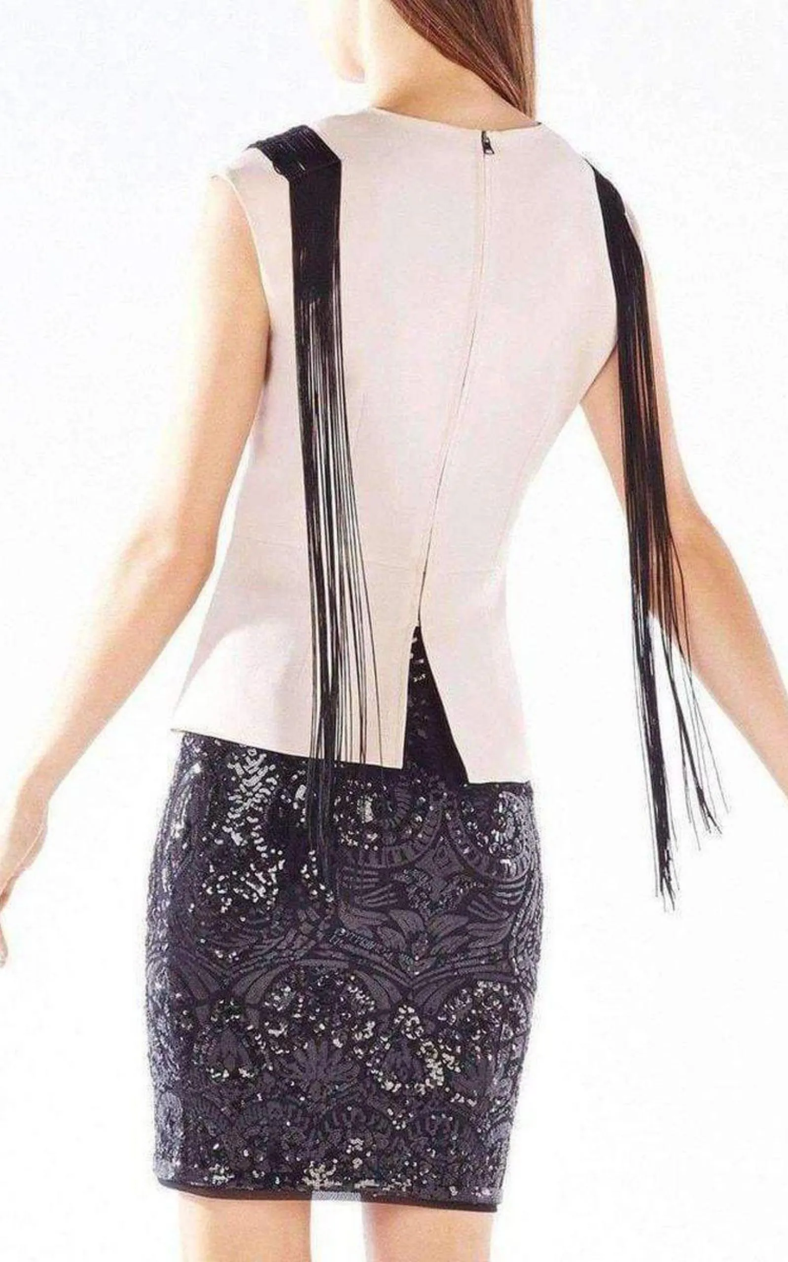 Virginie Beaded Fringe Peplum Top