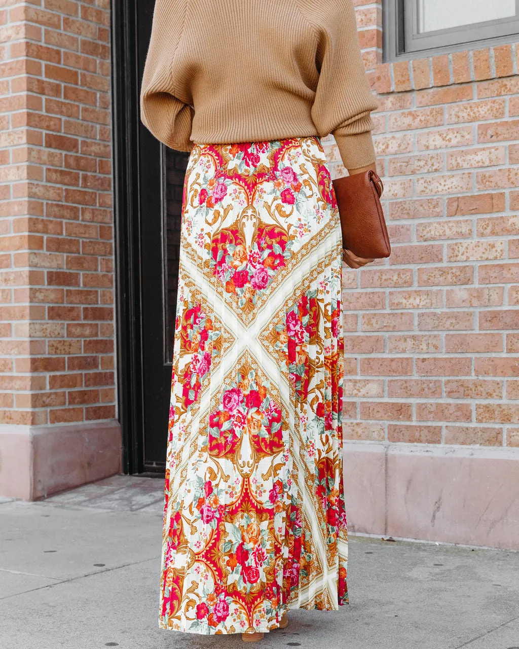 What We Give Printed Pleated Maxi Skirt