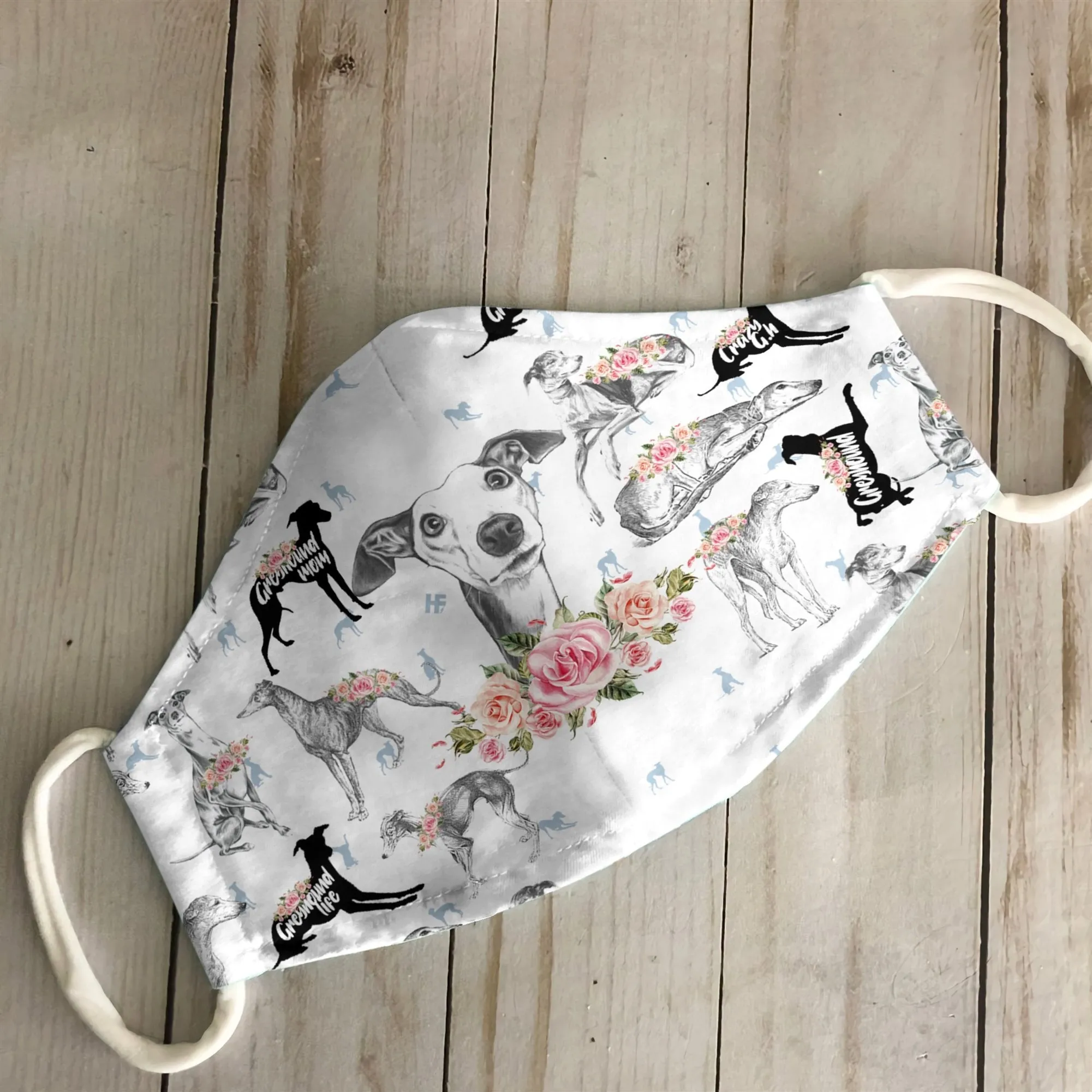 Whippet Floral Vintage EZ07 0207 Face Mask