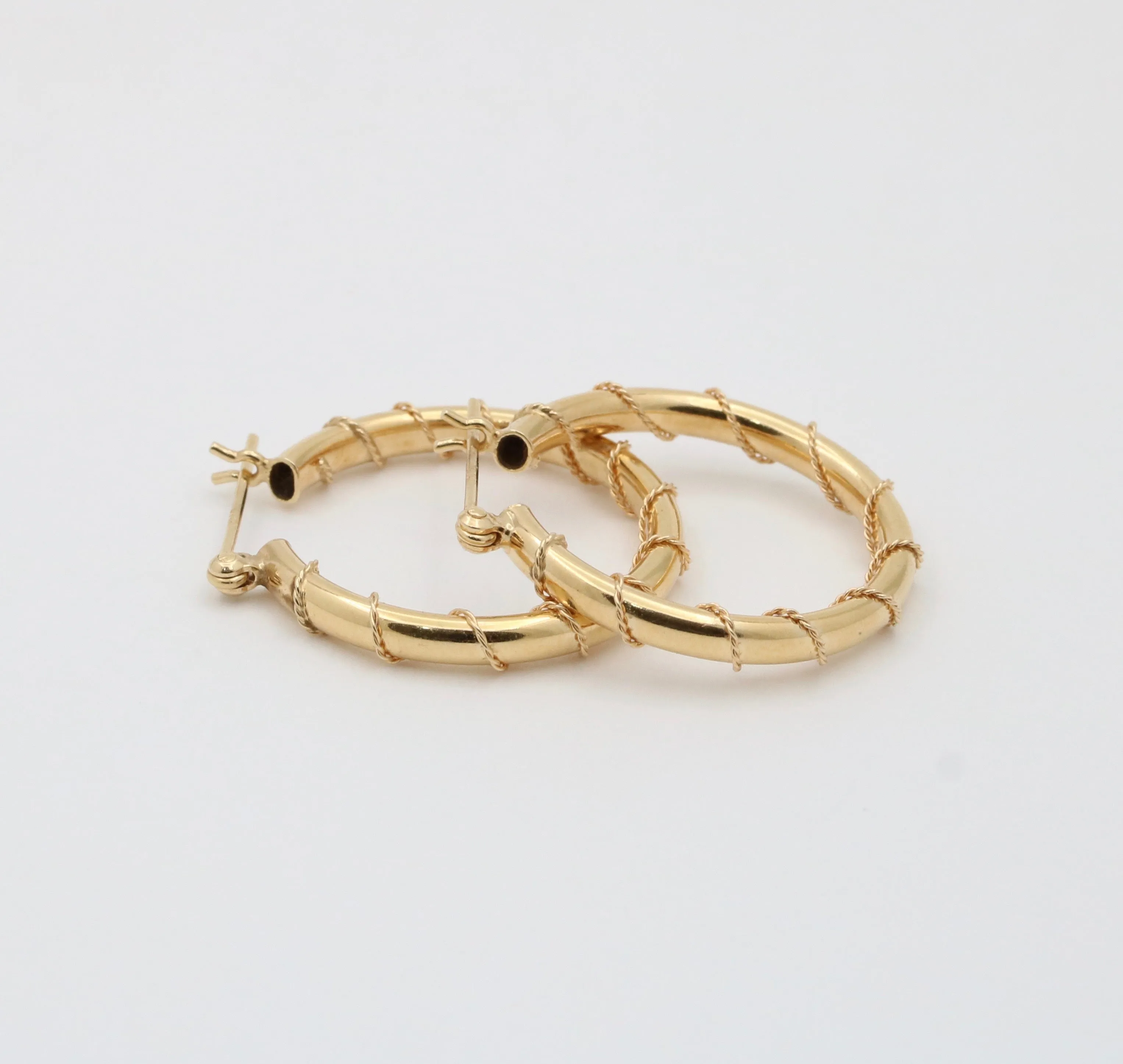 Wire Wrap 14K Gold Hoop Earrings