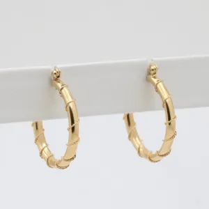 Wire Wrap 14K Gold Hoop Earrings