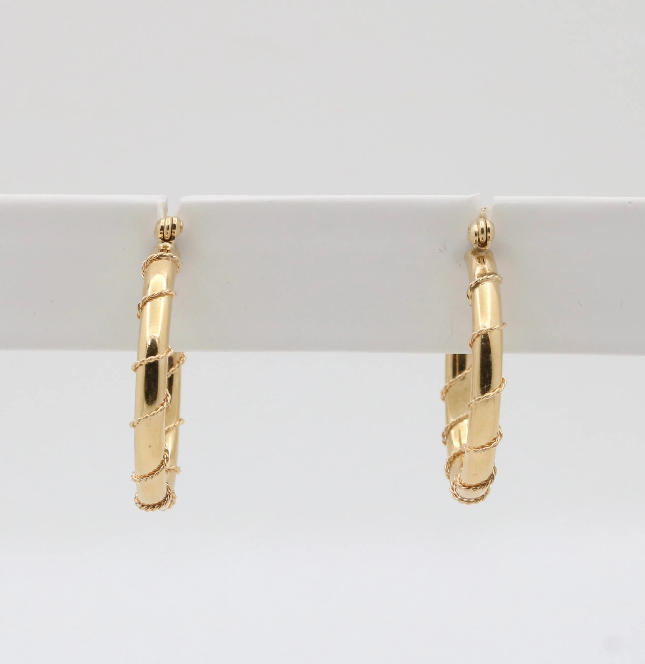Wire Wrap 14K Gold Hoop Earrings
