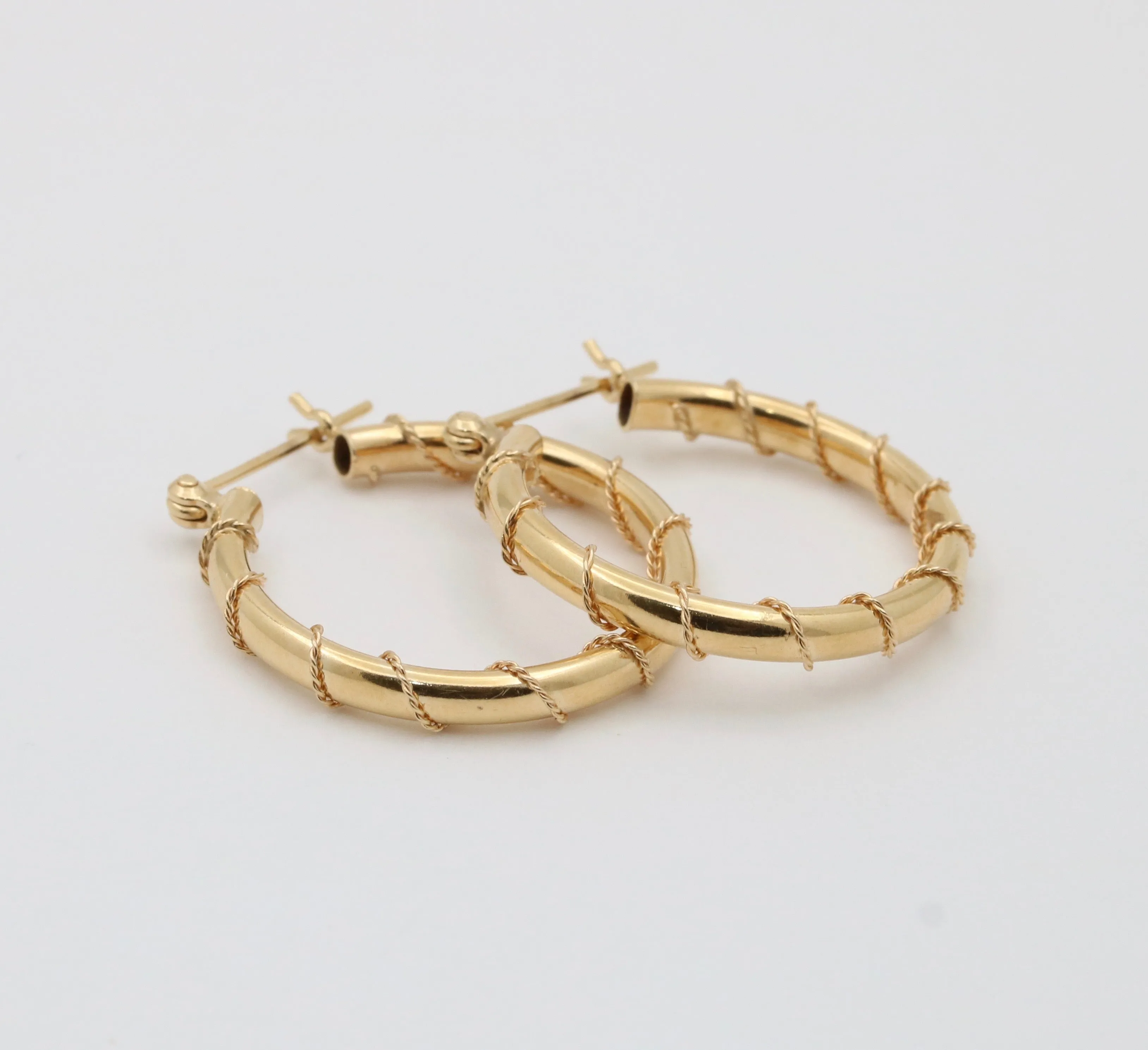 Wire Wrap 14K Gold Hoop Earrings