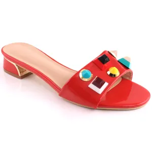 Women “JIMENA” Stud Decorated Block Heel Sandals