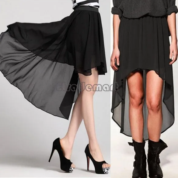 Women's Asymmetrical Soft Chiffon Skirt, Bohemian Princess Pleated Long Maxi Dance Skirts 9 colors