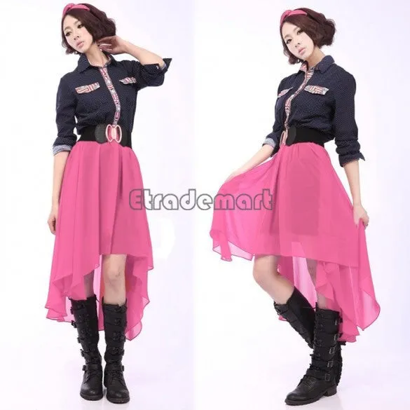 Women's Asymmetrical Soft Chiffon Skirt, Bohemian Princess Pleated Long Maxi Dance Skirts 9 colors