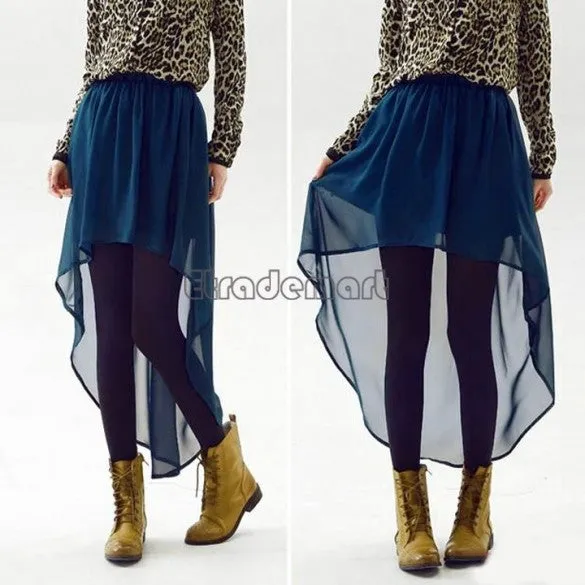 Women's Asymmetrical Soft Chiffon Skirt, Bohemian Princess Pleated Long Maxi Dance Skirts 9 colors