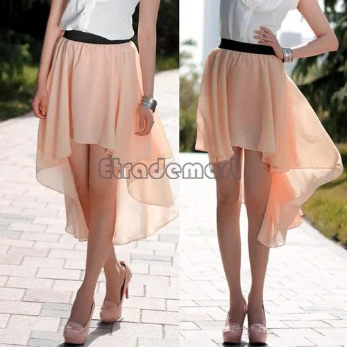 Women's Asymmetrical Soft Chiffon Skirt, Bohemian Princess Pleated Long Maxi Dance Skirts 9 colors