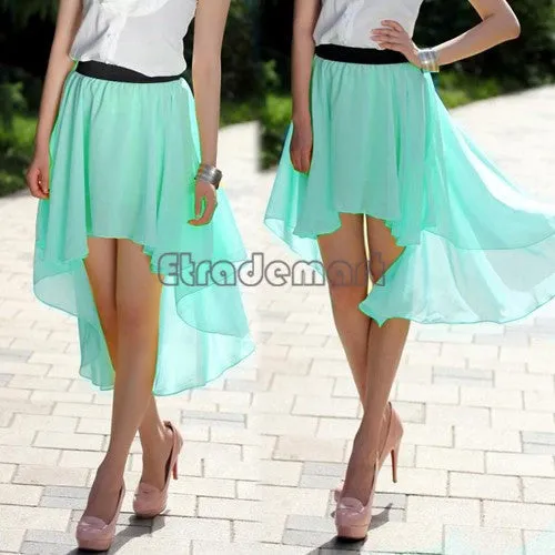 Women's Asymmetrical Soft Chiffon Skirt, Bohemian Princess Pleated Long Maxi Dance Skirts 9 colors