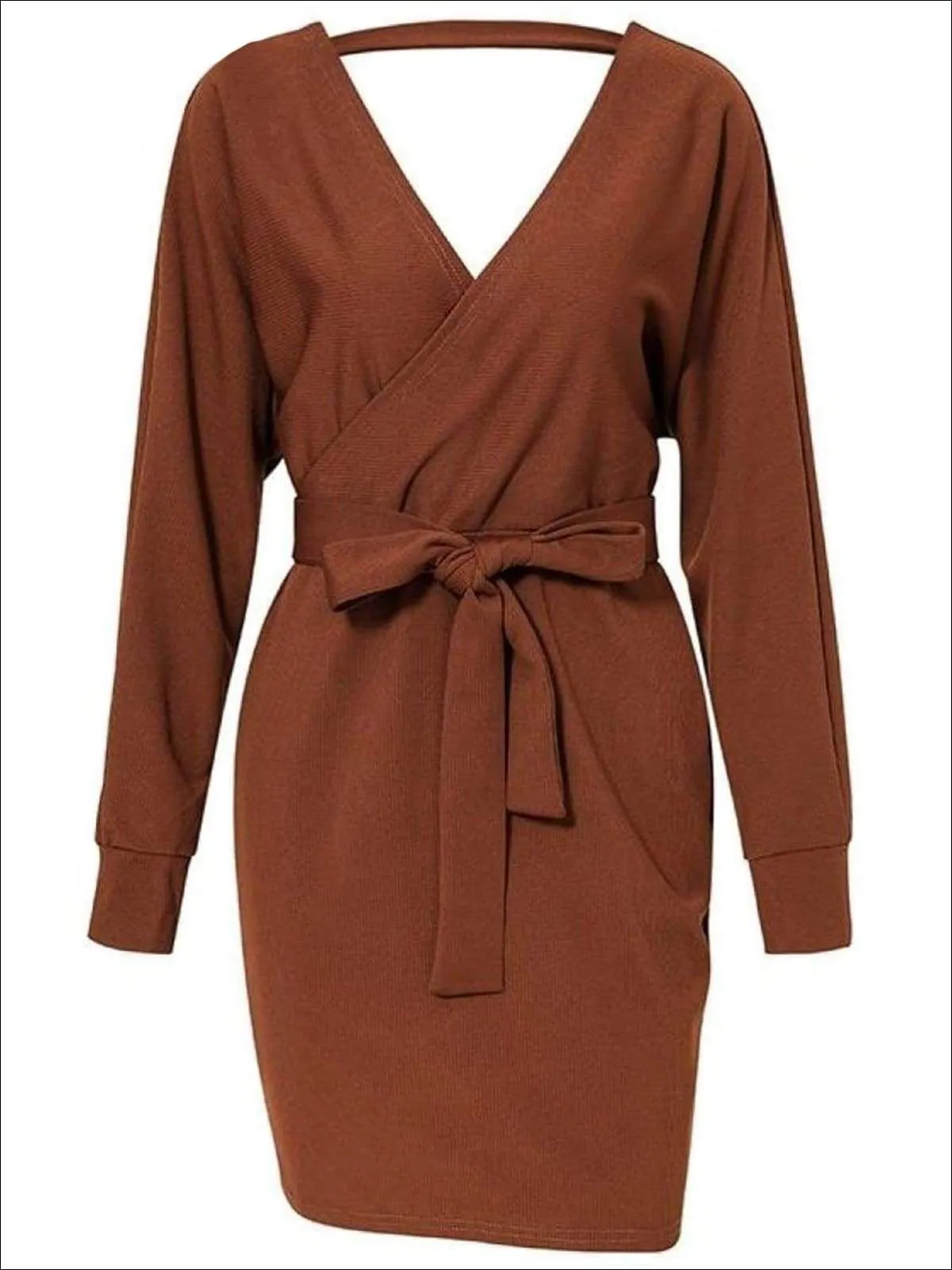 Women's Fall Knit Fashion Wrap Sweater Dress