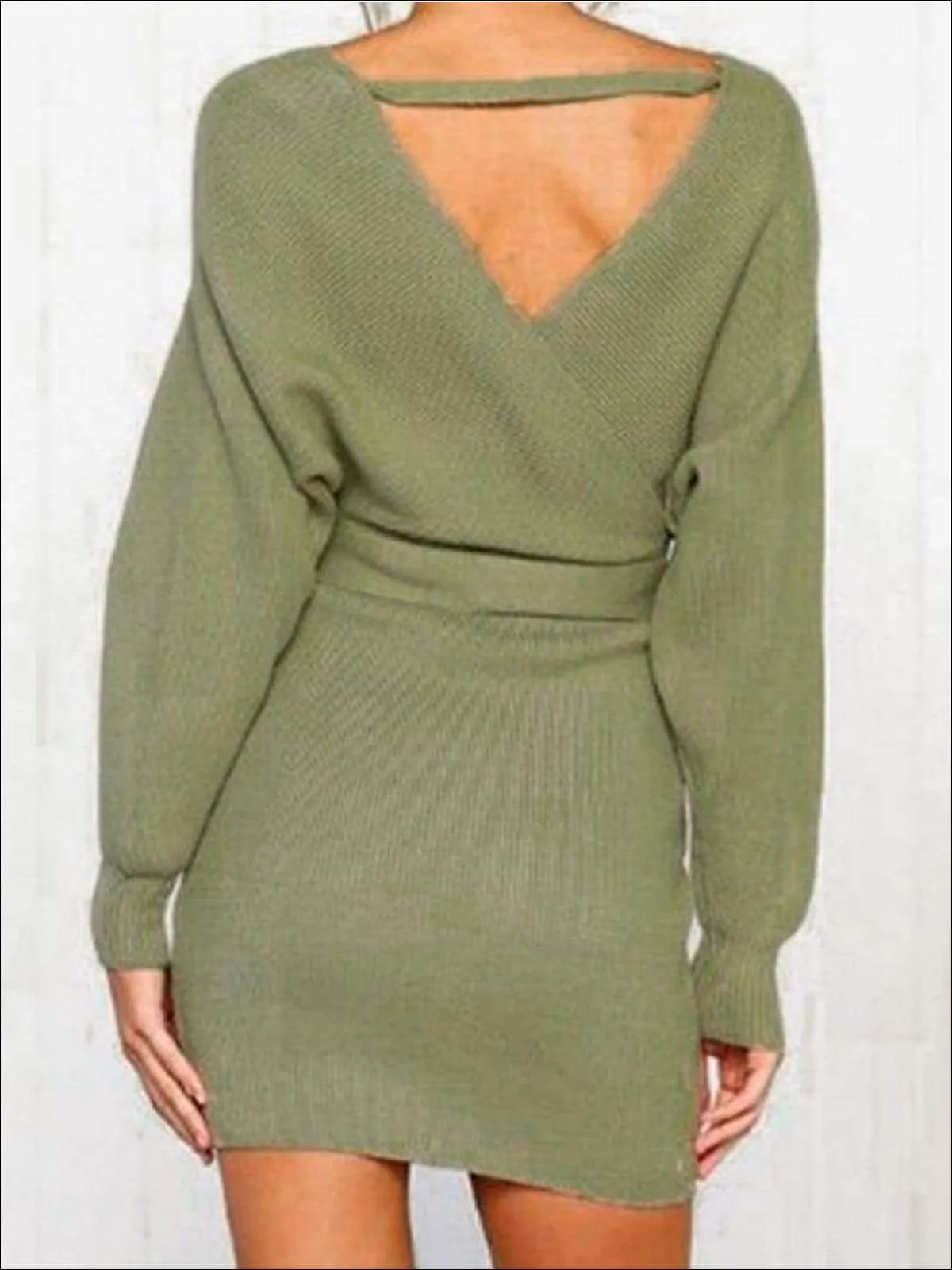 Women's Fall Knit Fashion Wrap Sweater Dress